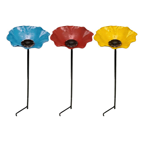 Sculpture de fleurs en fer résistante aux intempéries,-Rouge 1