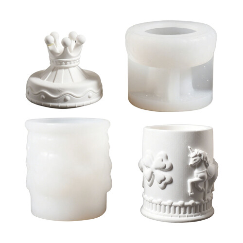 Carousel Shape Resin Jar Silicone Molds For Making Candle-1