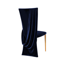 Elegant Polyester Wedding Chair Cover For Ceremony-Navy blue