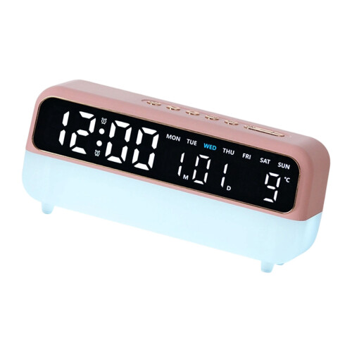 LED-Digitalwecker mit 3 Helligkeitsstufen, Dimmer,-Rosa