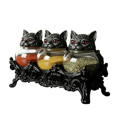 Gothic Apothecary Kitchen Spices Storage Jar-Drei Katzenstücke