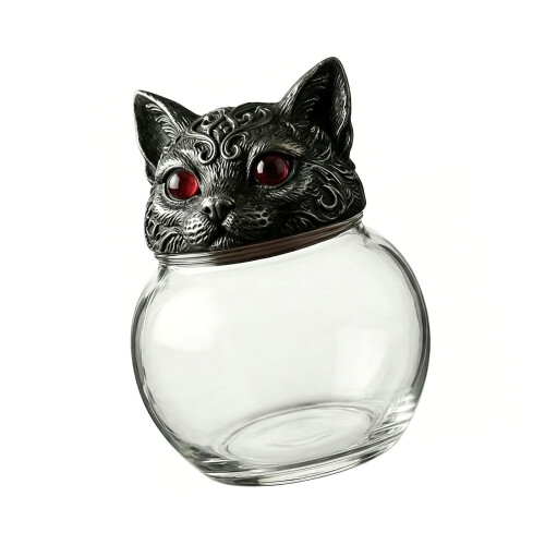 Pots à herbes d'apothicaire de sorcière avec-Tête de chat simple