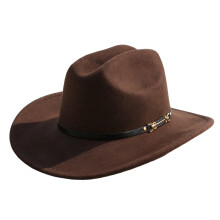 Breathable Flat Top Hat Wide Brims Jazz Hat for Women Men-brown