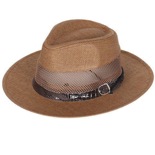 Foldable Straw Braid Bucket Hat With Breathable Design-coffee