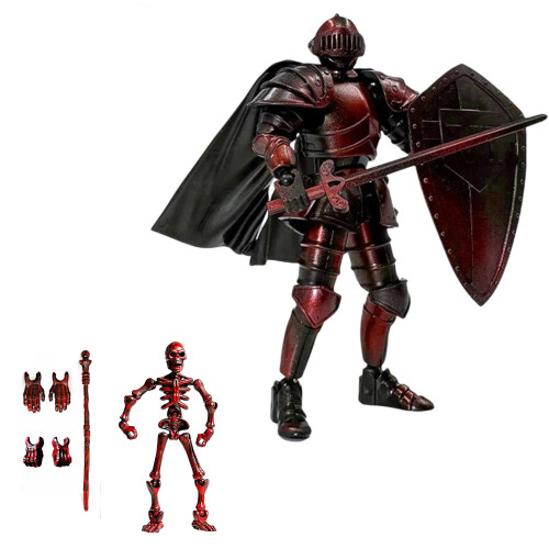 Skeleton Knight Action Figure,Medieval Action Figure-Red