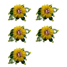 5Pcs Artificial Flower Plastic Flower Appliques- gingeryellow