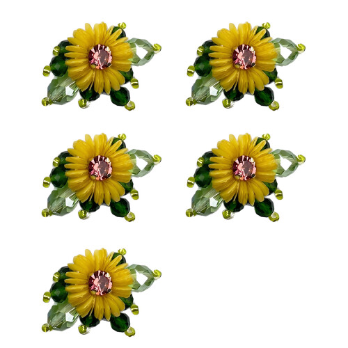 5Pcs Artificial Flower Plastic Flower Appliques- gingeryellow