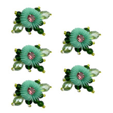5 Stück handgewebte Blumencluster aus Kunststoff,-Blau