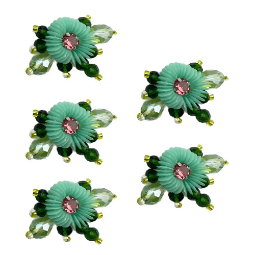 5 Stück handgewebte Blumencluster aus Kunststoff,-Blau