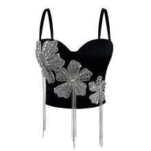 Summer Essential Rhinestones Decorated Corset-Black 38C 85