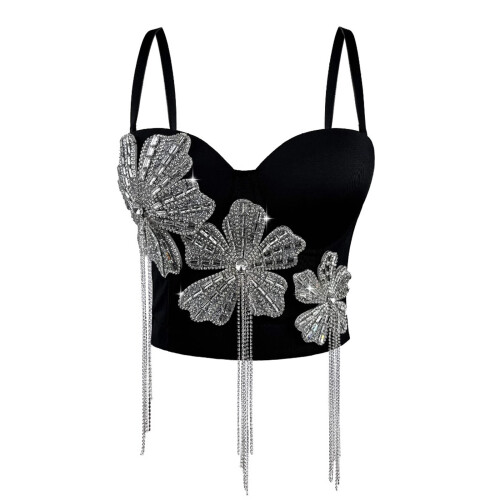 Summer Essential Rhinestones Decorated Corset-Black 38C 85