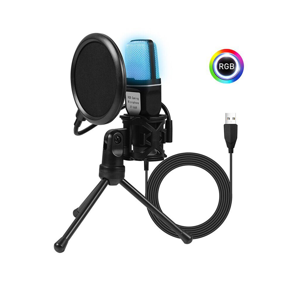 Sf666r Usb Microphone Rgb Condensador Microphone Gaming Mic For Podcast Recording Studio Streaming Laptop Desktop Pc 6033970347022