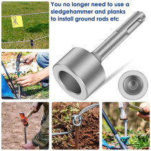 SDS- T Post Ground Rod Driver, Drill Bit Driver Durable Hammer Drill Rod Converter pour Hammer Drill Grounding Rods D