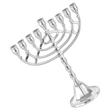 9 Branch Hanukkah Menorah Jewish Candle Holders Pleated-silver