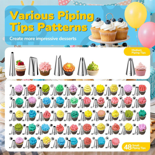 Professional Cake Decorating Supplies 164Pcs Stainless-Blue 2