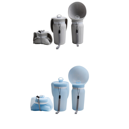 Practical Dog Water Dispenser With Foldable Bowl Water-Blue 1