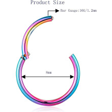 (Color, 1.0*8) 1Pair Seamless Hinged Segment Sleeper Clicker Ring Hoop Ear Nose Earrings NEW