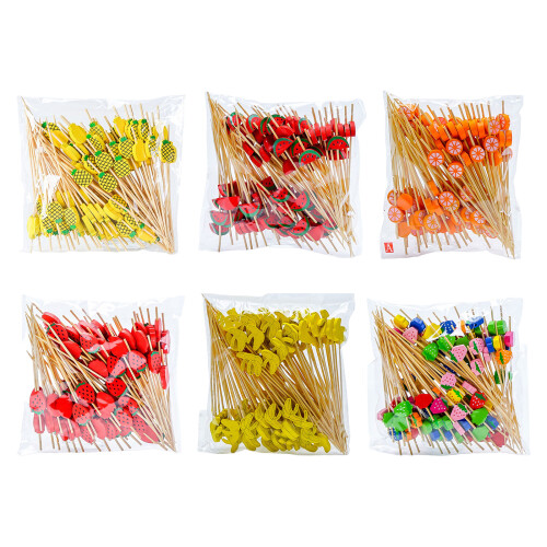 100 Count Natural Wooden Fruit Sticks 12Cm Fine-Pineapple 1