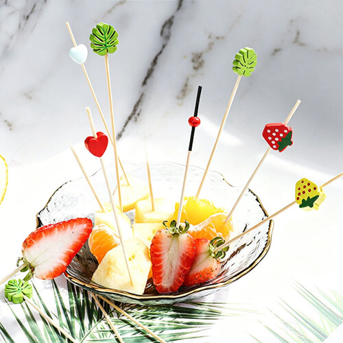 100 Count Natural Wooden Fruit Sticks 12Cm Fine-Pineapple 2