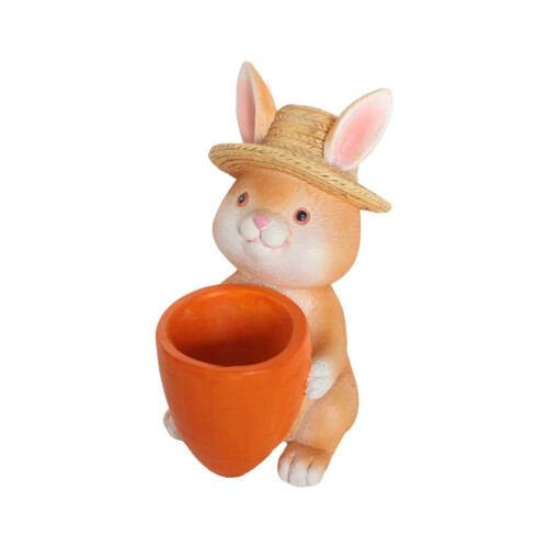 Lapin mignon avec Pot de fleur en forme de carotte pour petite