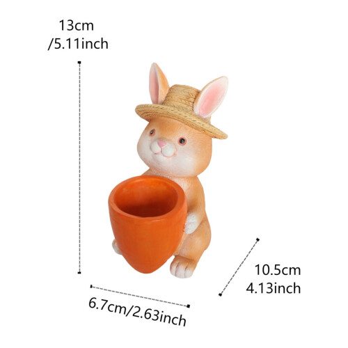 Lapin mignon avec Pot de fleur en forme de carotte pour petite 2