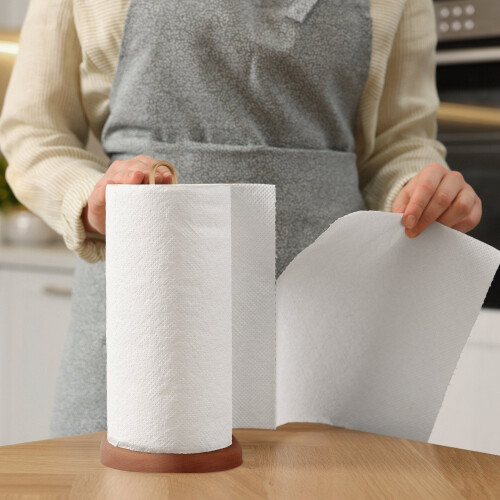 Wooden Kitchen Roll Holder with Wide Base 2