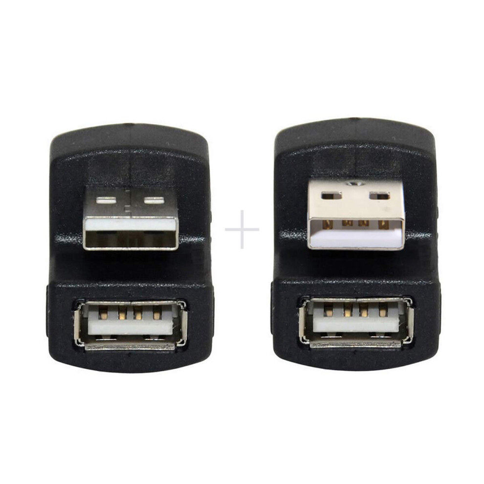 Usb 2.0 Right Angle Male To Female Adapter 180 Up Down Angled Extension Connector Black 9330225827658