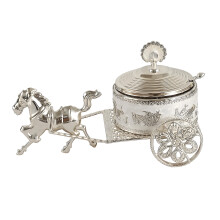 Boîte à épices en alliage avec gravures de chariot-Argent