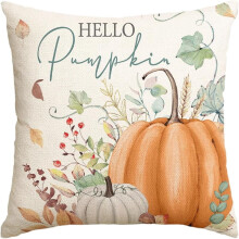 Poszewka na poduszkę Hello Pumpkin 18x18 cali, bawełna len
