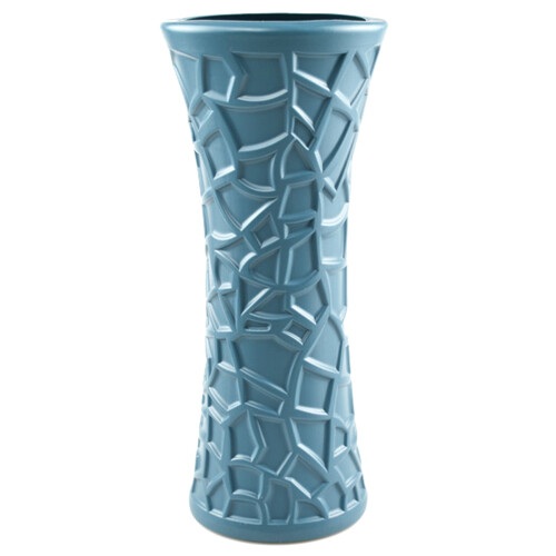 Elegant geometric ceramic-style plastic vase for home and