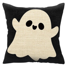 Capas de almofada de Halloween em linho com abóbora e fantasma, 45x45 cm (18x18 polegadas)