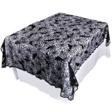 Chemin de table en dentelle noire en forme de toile d'araignée pour Halloween