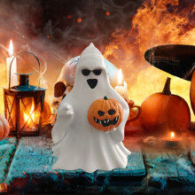 Halloween harpiks græskar spøgelsesornament 1 stk.