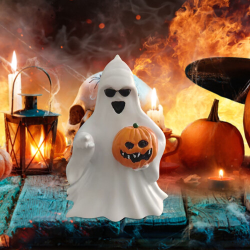 Halloween harpiks græskar spøgelsesornament 1 stk.