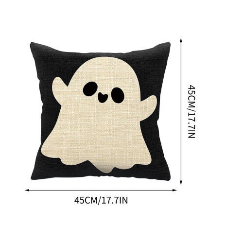 Capas de almofada de Halloween em linho com abóbora e fantasma, 45x45 cm (18x18 polegadas) 2