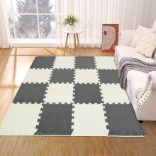 Haperlare plush foam floor mat set gray white 16 pcs with