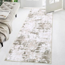 Haperlare runner rug modern abstract beige brown 2 ft x 10