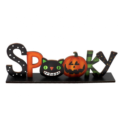 Centre de table en bois rustique pour Halloween (1 pièce)