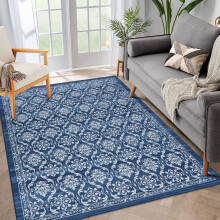 Vintage Oriental floral distressed area rug, 3' x 5', blue,
