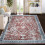 Persian area rug washable traditional distressed design 5' 1