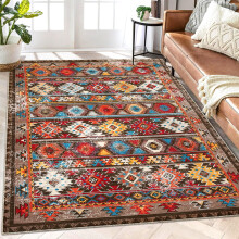 Covor boho cu model învechit, maro, 1,5 m x 2,1 m
