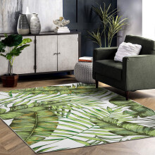 Haperlare area rug green white palm leaf design 4x6 ft
