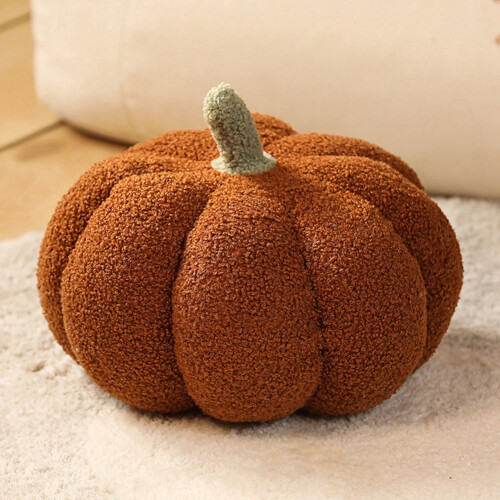 Pumpkin Throw Pillow 3D Shaped Brown 28cm