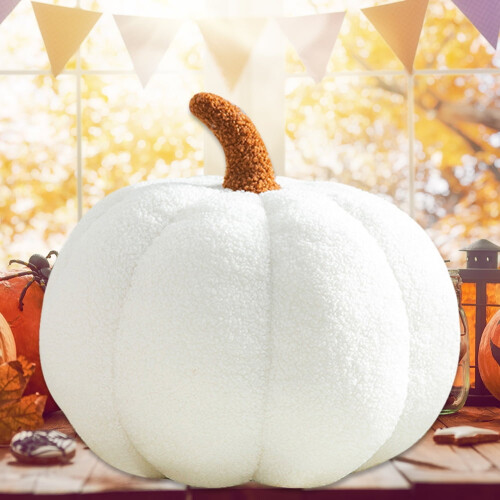 HBASD pumpkin throw pillow 3D Halloween decor white 28 cm