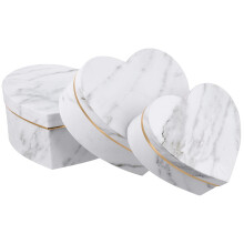 Caja de regalo con forma de corazón, diseño de mármol blanco, 3 piezas