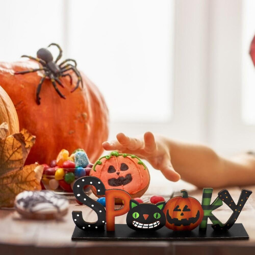 Centre de table en bois rustique pour Halloween (1 pièce) 1