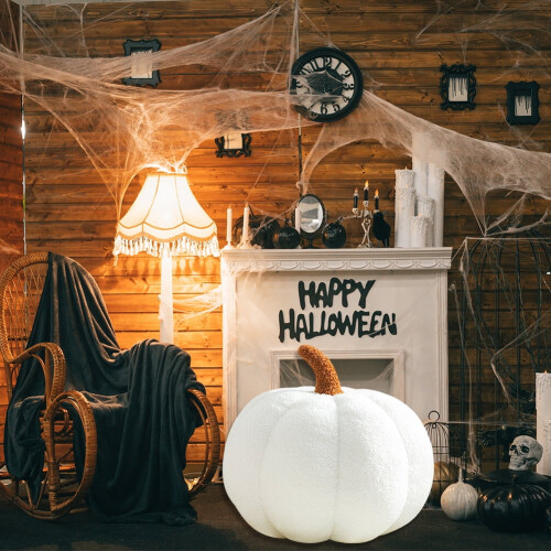 HBASD pumpkin throw pillow 3D Halloween decor white 28 cm 2