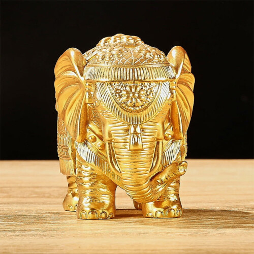Gold Elephant Statue for Good Luck and Wealth Small 2