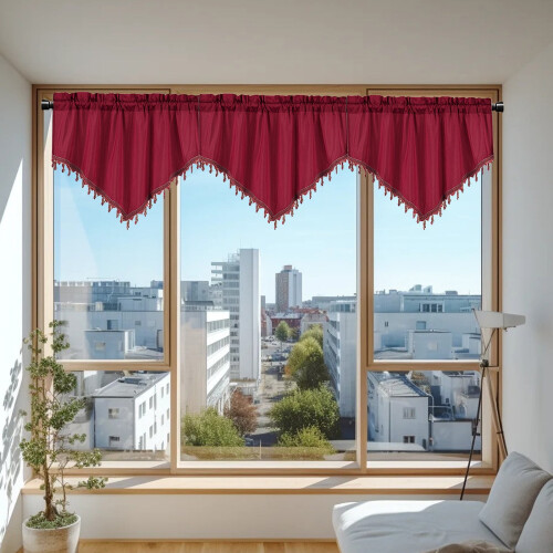 Solid Red Triangular Curtains 130x60cm (3 Pack) 2