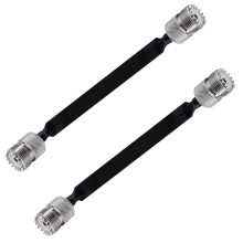 2 Pack 40cm Flat RF Coaxial Cable with UHF SO239 Female to Female Connectors, Low Loss Easy Pass‑Through for Ham Radio